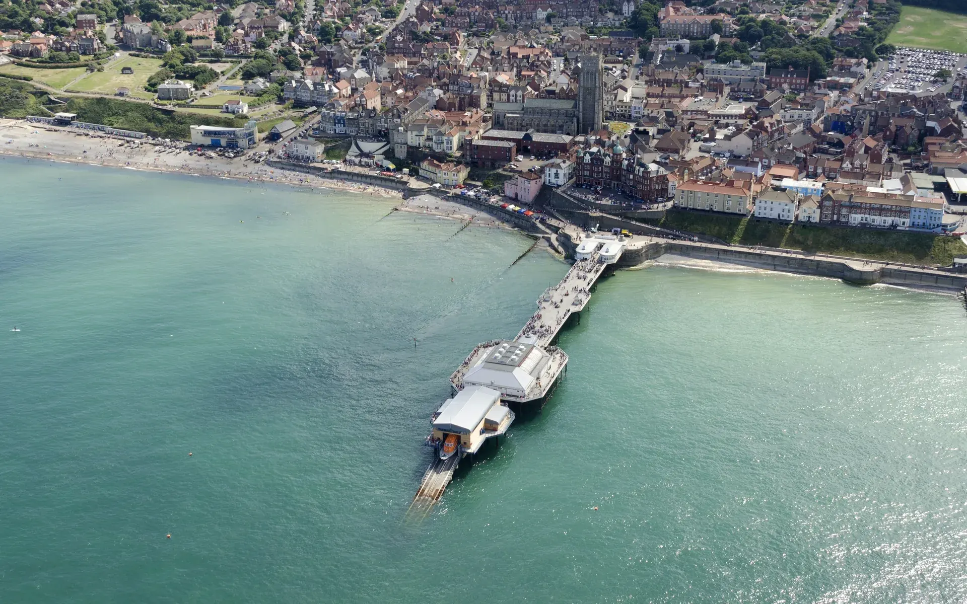 Aerial view of Cromer and the North Norfolk coast